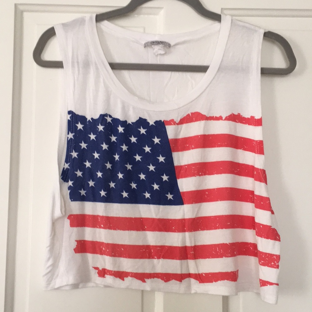 Sleeveless American Flag Crop Tee